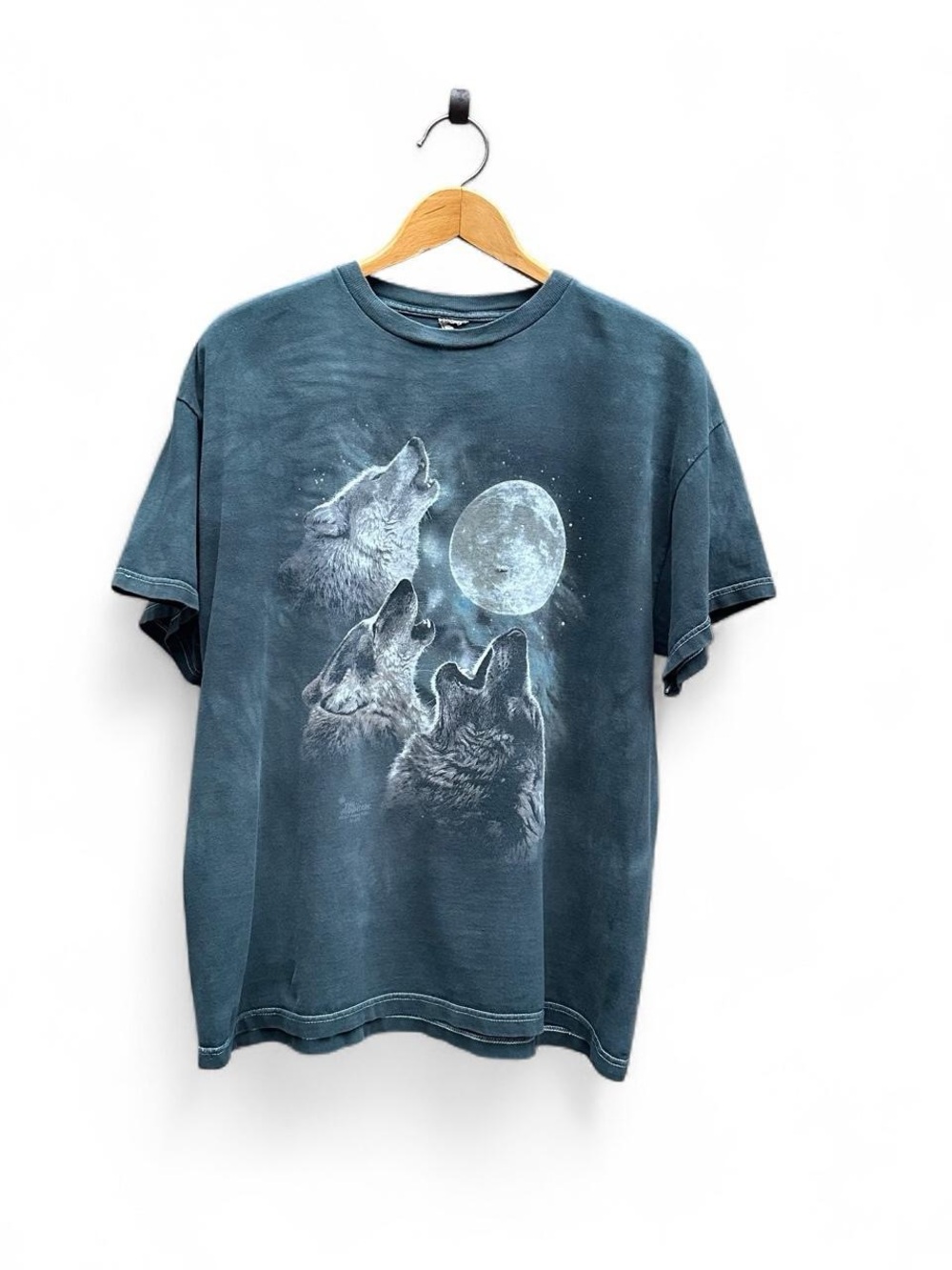 The Mountain Howling Wolves Moon Wolf T Shirt Tie Dye Grey Black L Large Vintage